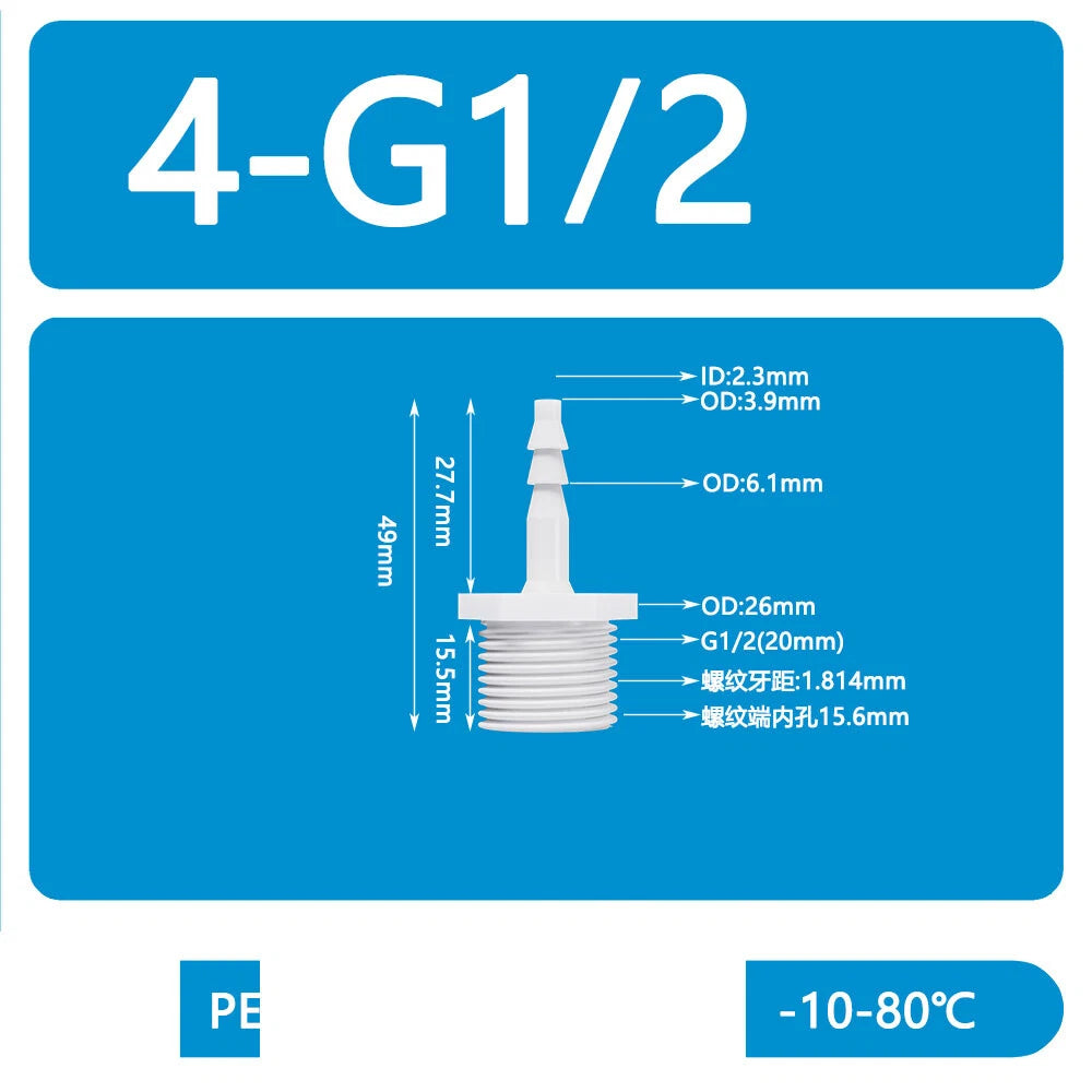 BSP Metric External Thread Straight Barb Connector – Plastic Hose Pipe Fitting