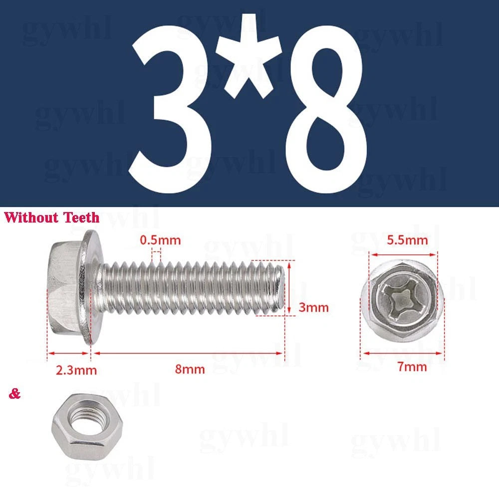 Phillips Hex Flange Bolts with Hex Nuts — Serrated & Smooth, M3–M8