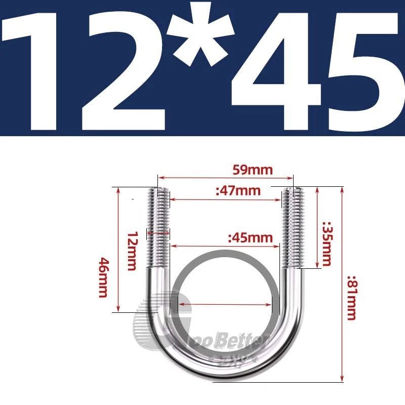 Square U - Bolts Stainless Steel — M6 to M24 | 304 A2 & 316 A4 Marine Grade - HomeDIYer