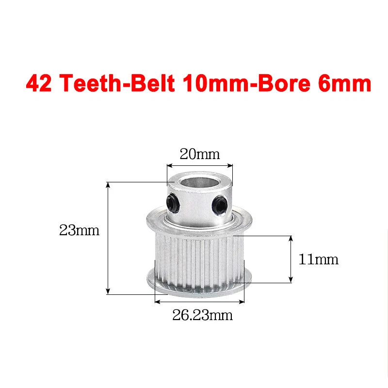 2GT Drive Pulley With Step 16 Tooth - 100 Tooth Bore 4mm - 25mm for 10mm Belt
