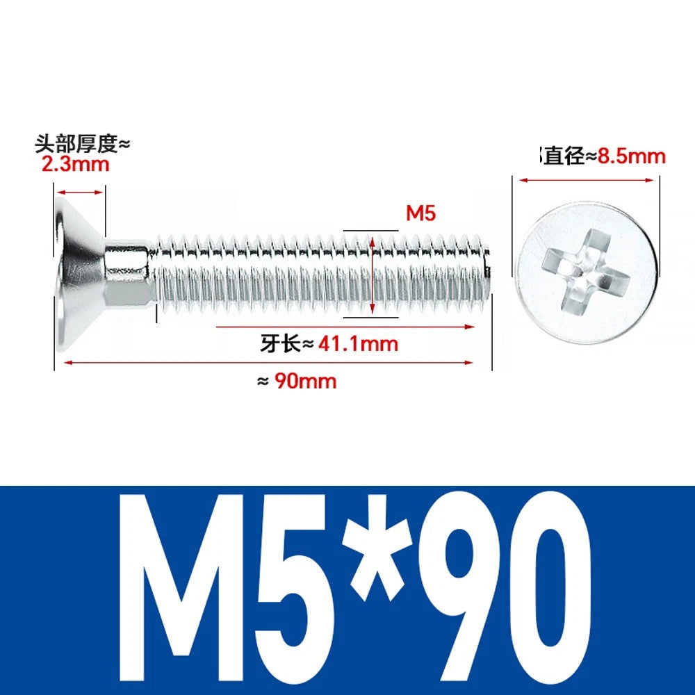 Countersunk Phillips Machine Screws – M2 to M12, White / Colour Zinc Plated, Carbon Steel