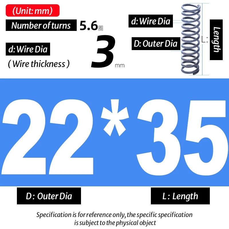 Compression Spring Pressure Big, Wire Dia 3.0mm Diameter 16-40mm Length 20-200mm