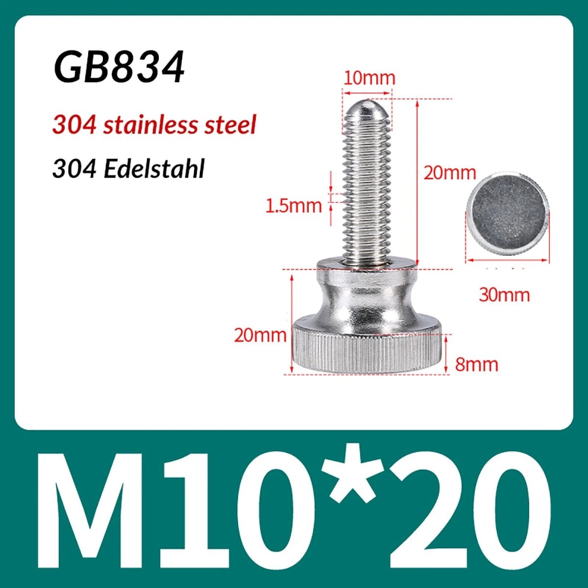 A2 Stainless Steel Knurled Thumb Screws – M2 to M10, Hand Turn Knob Bolts, 4 - 60mm Lengths - HomeDIYer
