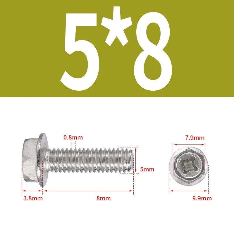 Phillips Hex Flange Screws 304 Stainless Steel M3–M8 | Dentate & Flat Flange - HomeDIYer