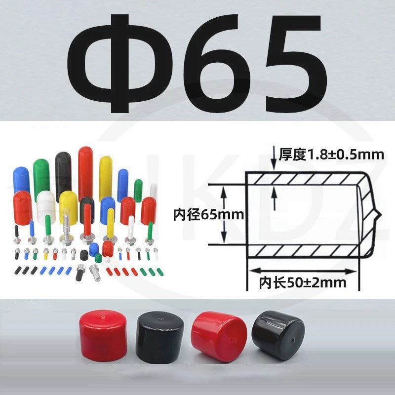 PVC End Caps for Screws, Bolts, Rods, Tubes & Cables – Thread Cover Protector, Rubber Plastic Caps (12-114mm, Multiple Colors)