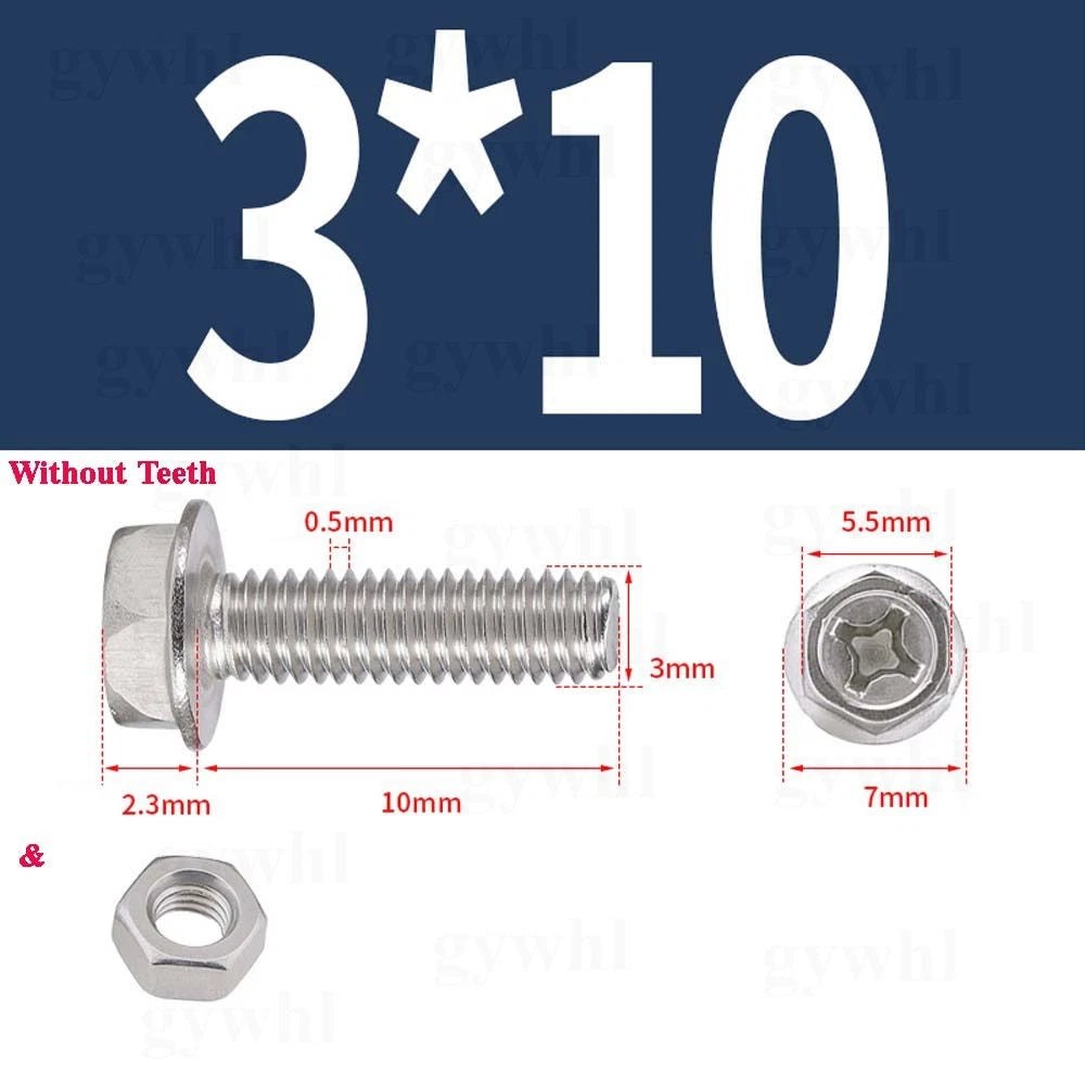 Phillips Hex Flange Bolts with Hex Nuts — Serrated & Smooth, M3–M8