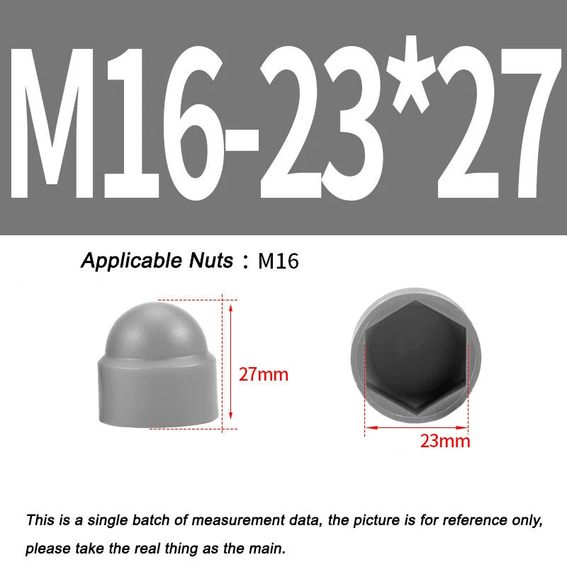 Hex Bolt & Nut Protection Caps – Plastic Hexagonal Screw Covers for M4 M5 M6 M8 M10 to M24 (PE, 5-100 Pack)