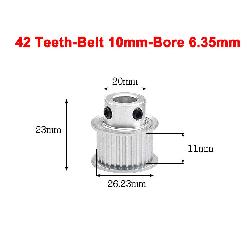 2GT Drive Pulley With Step 16 Tooth - 100 Tooth Bore 4mm - 25mm for 10mm Belt
