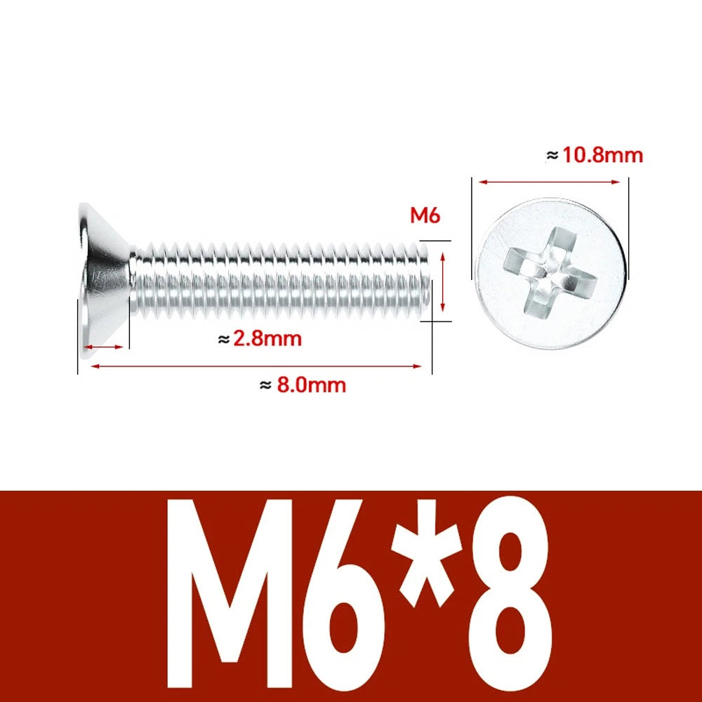 Countersunk Phillips Machine Screws – M2 to M12, White / Colour Zinc Plated, Carbon Steel