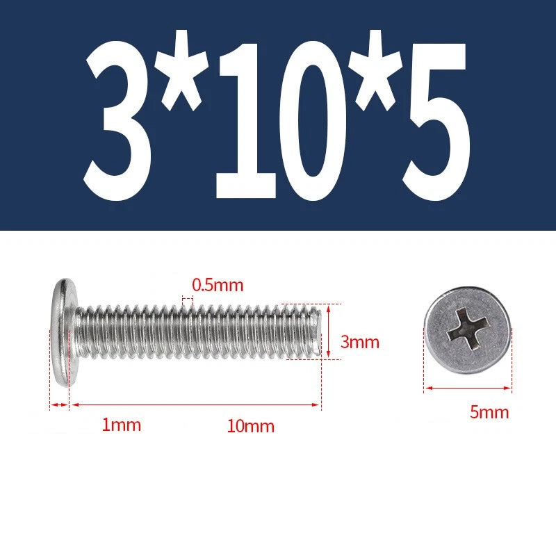 M1–M8 Ultra Thin Flat Head Phillips Machine Screws – A2 Stainless Steel, Fully Threaded