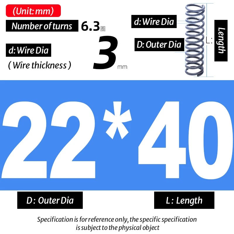 Compression Spring Pressure Big, Wire Dia 3.0mm Diameter 16-40mm Length 20-200mm
