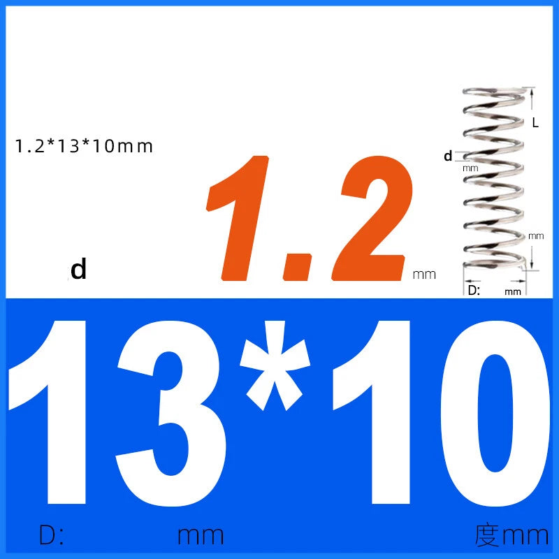 Compression Spring 1.2mm Wire Dia 8mm - 13mm OD Small Pressure Springs