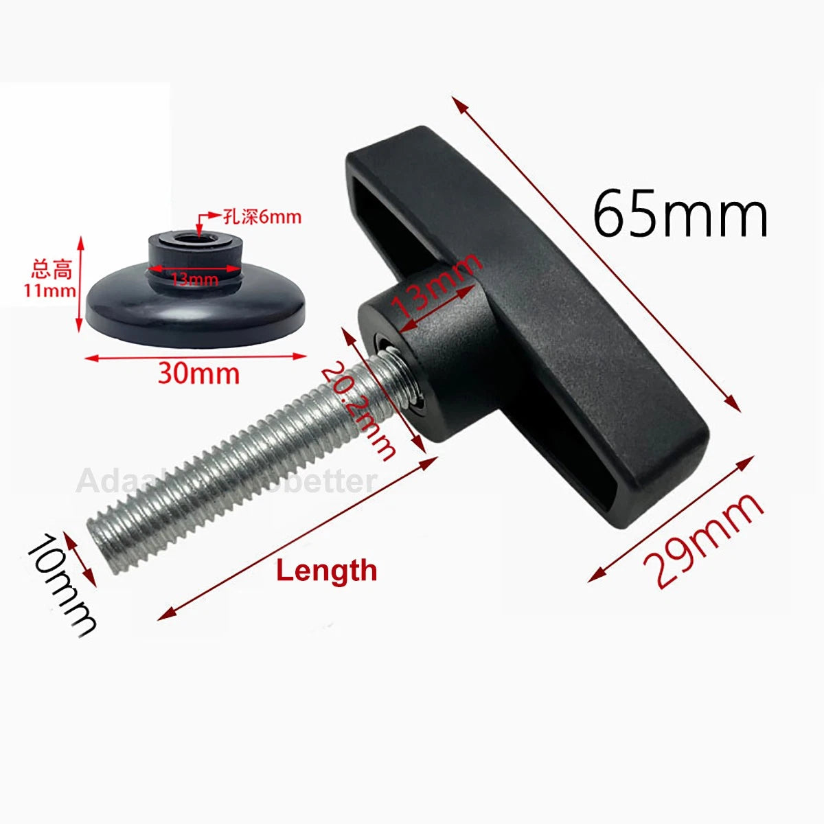 M6 M8 M10 Tee Wing Knobs Thumb Screws with Disc Pressure Plate Hand Grip Bolts