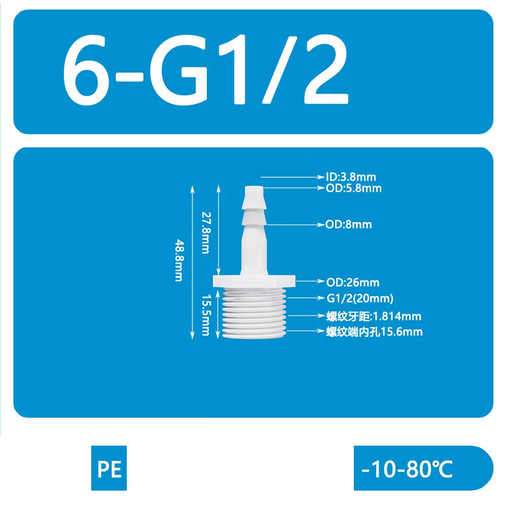 BSP Metric External Thread Straight Barb Connector – Plastic Hose Pipe Fitting