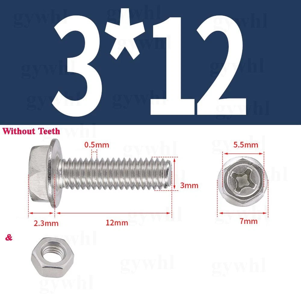 Phillips Hex Flange Bolts with Hex Nuts — Serrated & Smooth, M3–M8
