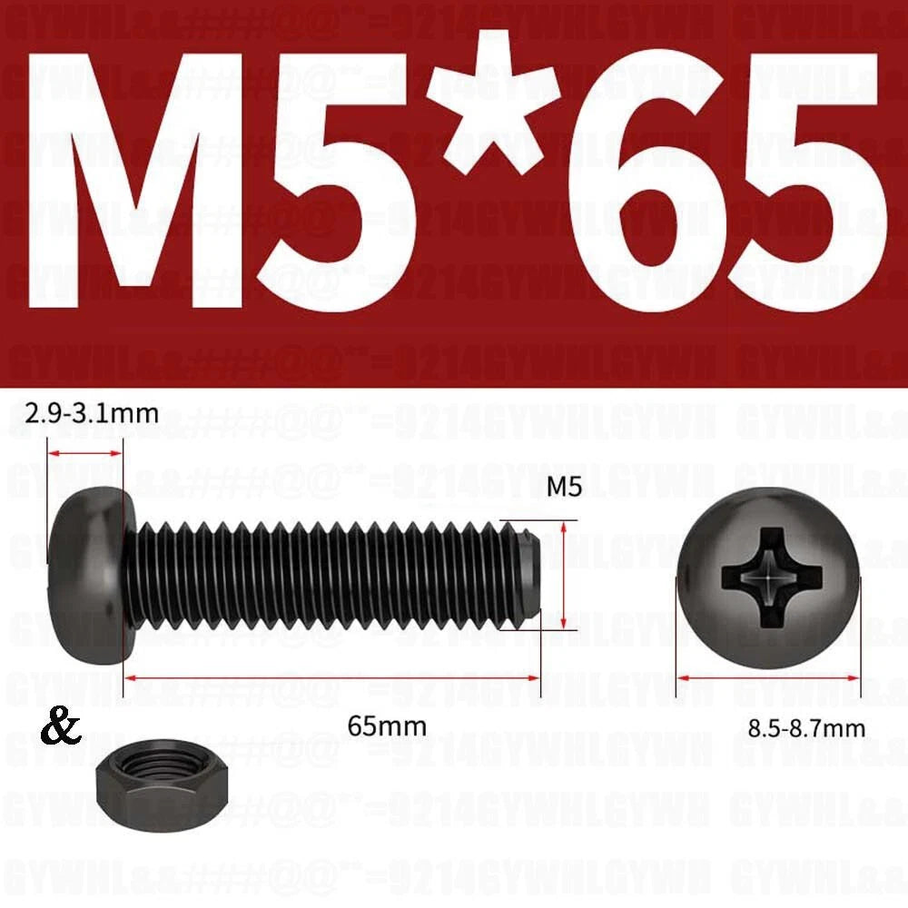 Black Pan Head Phillips Machine Screws + Hex Nuts Set – A2 Stainless Steel, M2 to M10