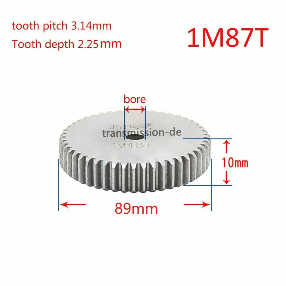 1/1.5 Mod 12T-150T Spur Gear 45# Steel Pinion Gear Thickness 1M-10mm 1.5M-15mm