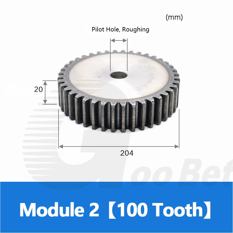 Spur Gear Module 2 Steel C45 Hardened 12 - 120 Tooth Motor Pinion Cogwheel Flat