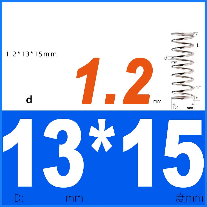 Compression Spring 1.2mm Wire Dia 8mm - 13mm OD Small Pressure Springs
