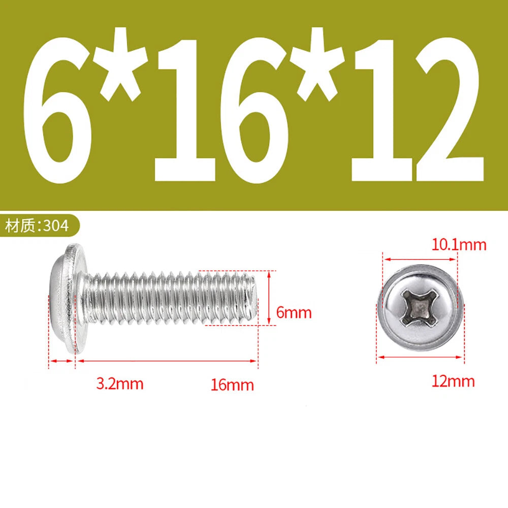 Phillips Flanged Button Head Screws M1.4–M6 | 304 Stainless Steel