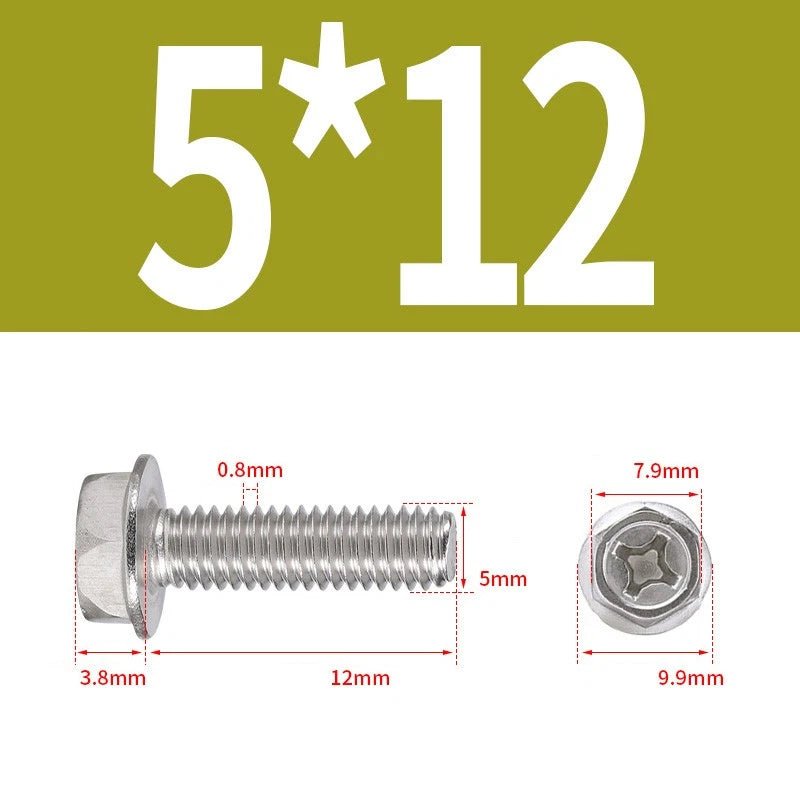 Phillips Hex Flange Screws 304 Stainless Steel M3–M8 | Dentate & Flat Flange - HomeDIYer