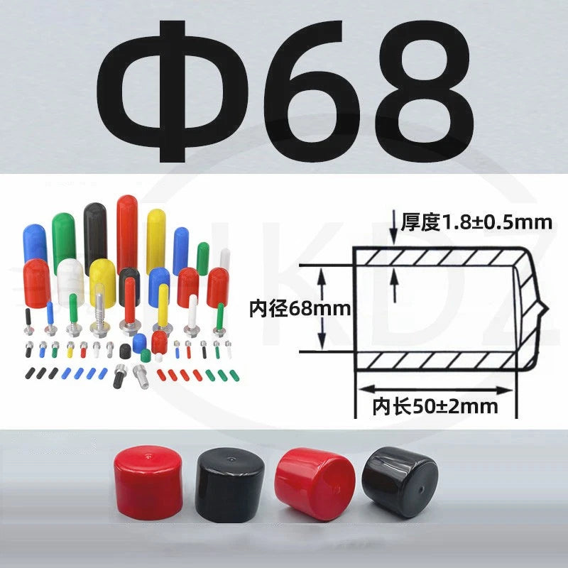 PVC End Caps for Screws, Bolts, Rods, Tubes & Cables – Thread Cover Protector, Rubber Plastic Caps (12-114mm, Multiple Colors)