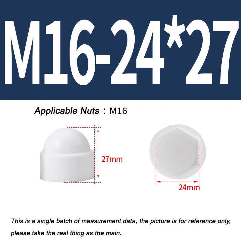 Hex Bolt & Nut Protection Caps – Plastic Hexagonal Screw Covers for M4 M5 M6 M8 M10 to M24 (PE, 5-100 Pack)