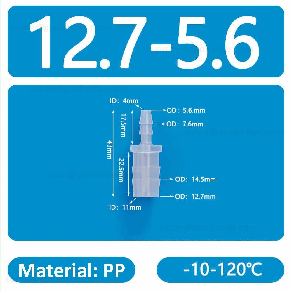 Straight Reducer Barbed Hose Connector — Plastic Joiner for Air & Water Tubing