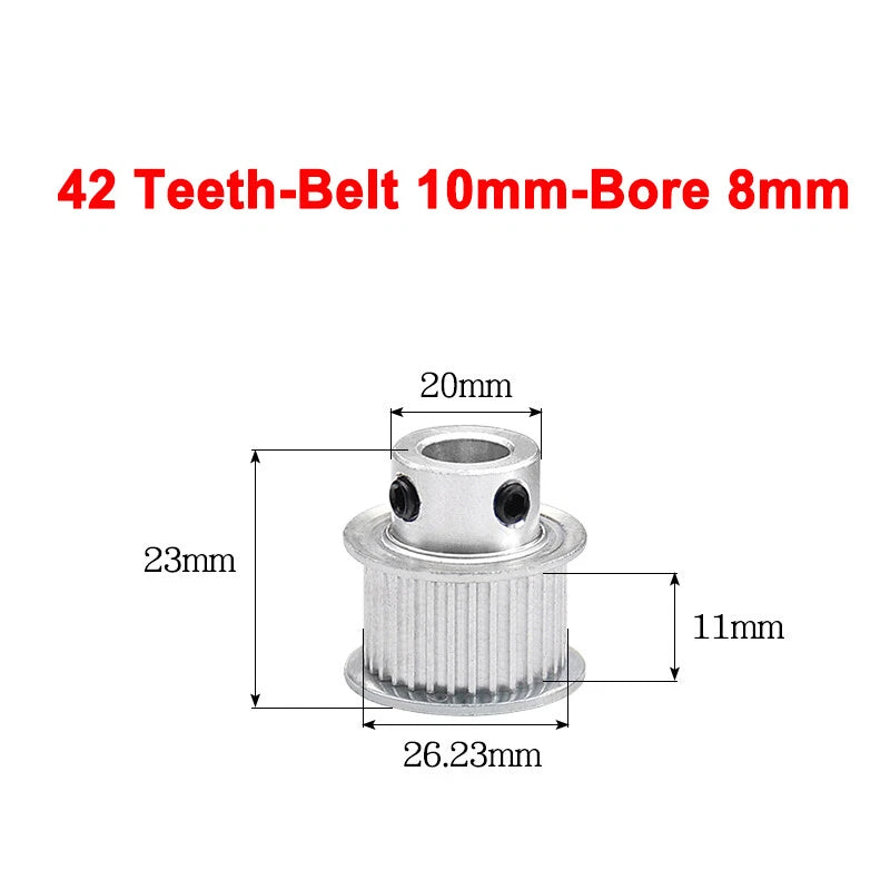 2GT Drive Pulley With Step 16 Tooth - 100 Tooth Bore 4mm - 25mm for 10mm Belt