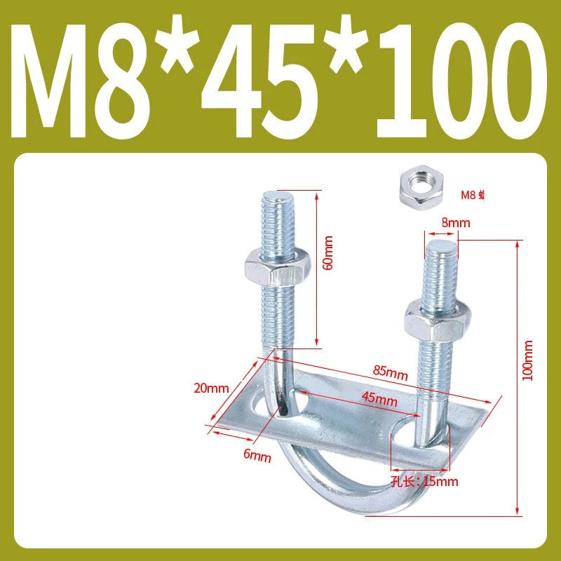 Round U-Bolts Sets Steel 16mm-219mm Inner Width M6 M8 M0 M12 with Nut, Plate