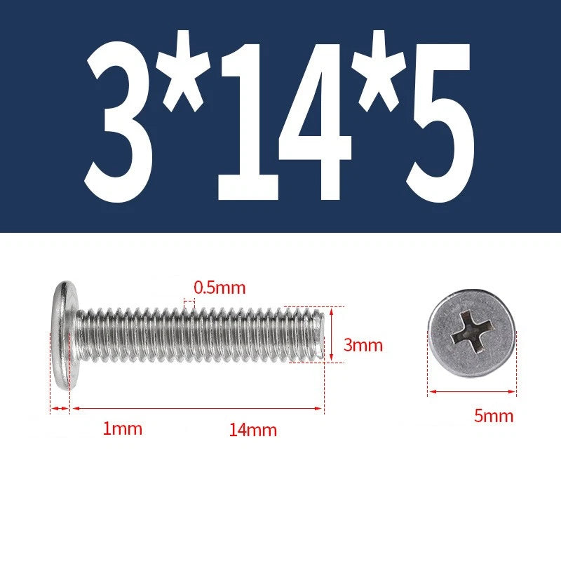 M1–M8 Ultra Thin Flat Head Phillips Machine Screws – A2 Stainless Steel, Fully Threaded