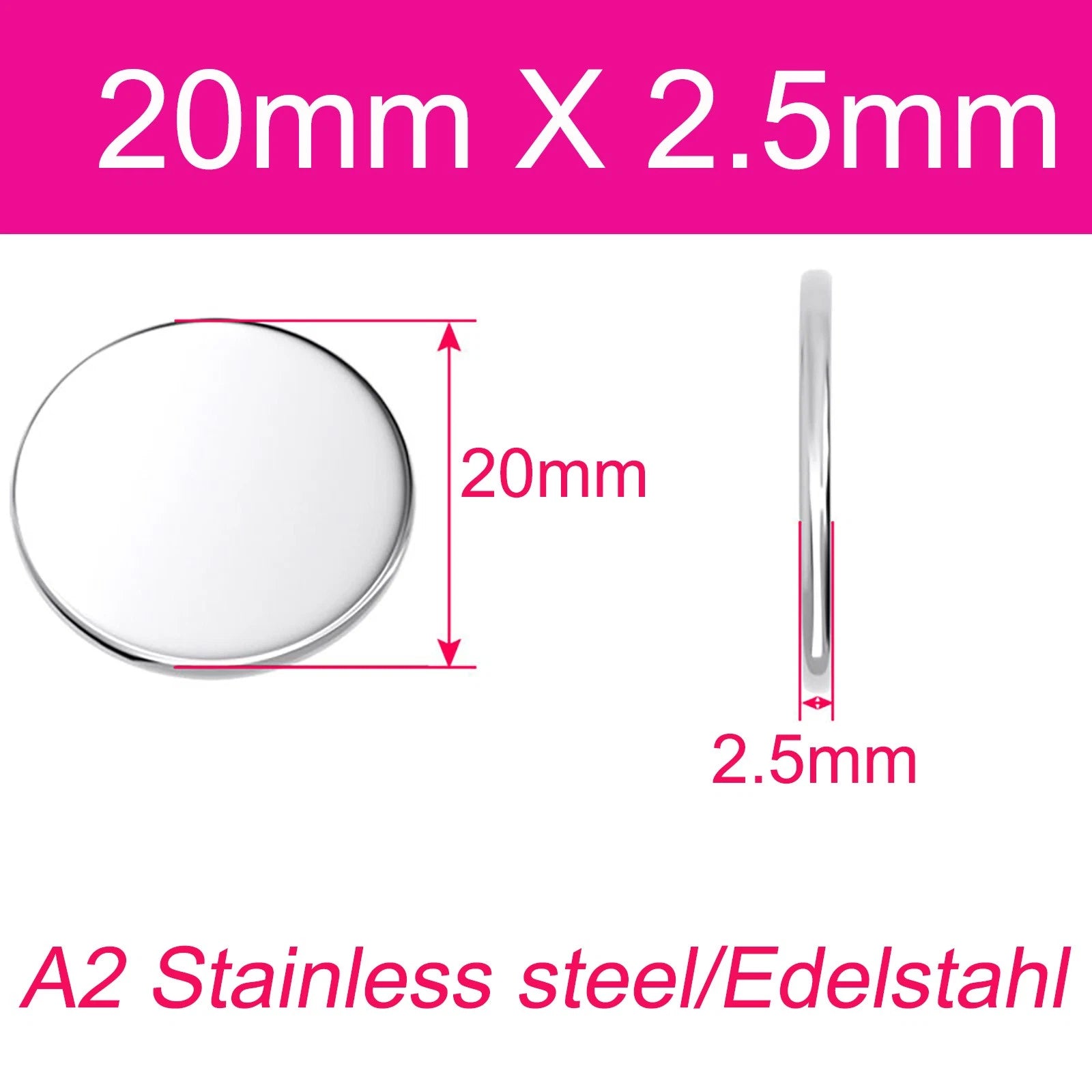 Round Plate A2 Stainless Steel Sheet Plate Thick 1/1.5/2/2.5/3/4/5mm Dia 6-80mm