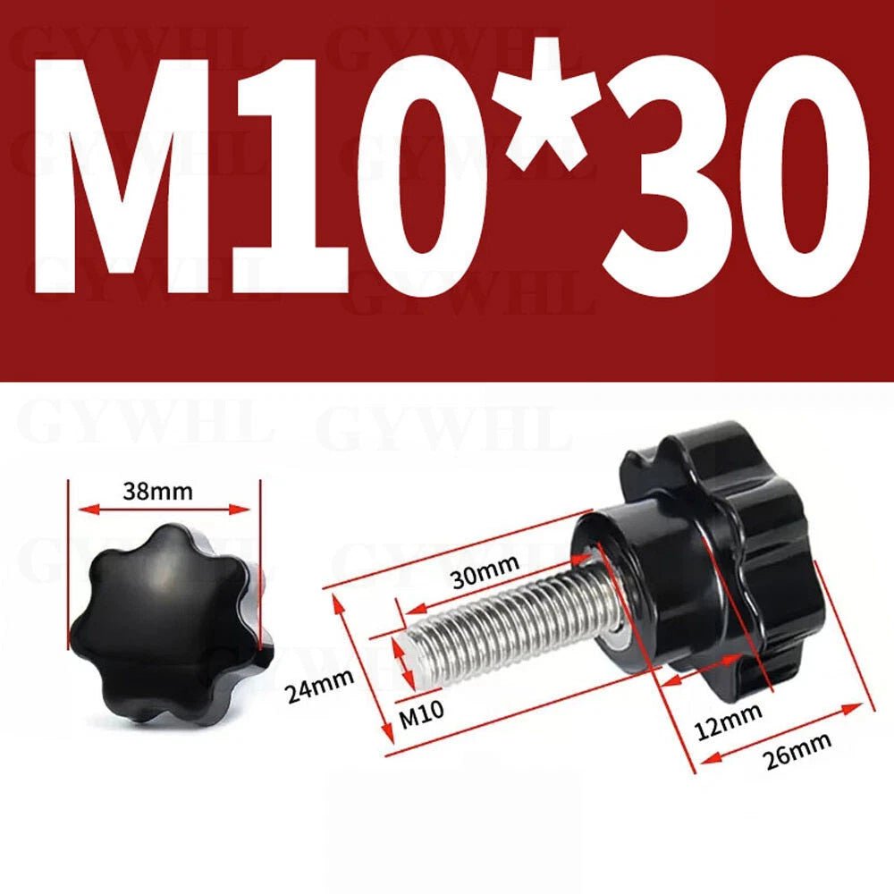 Stainless Thumb Screws Hand Knob Grip Bolts Black Plastic Hexalobular Star Head - HomeDIYer