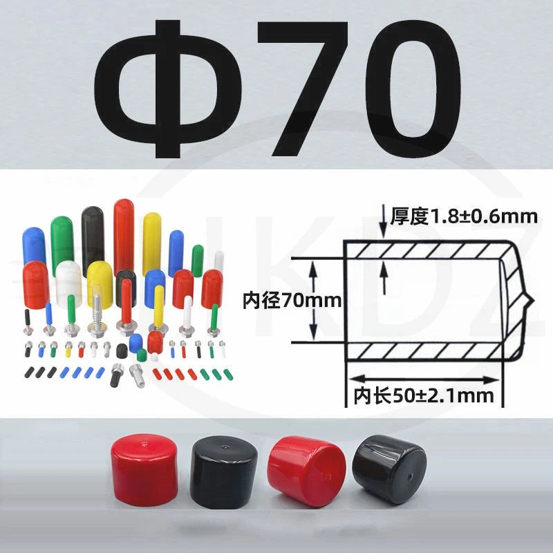 PVC End Caps for Screws, Bolts, Rods, Tubes & Cables – Thread Cover Protector, Rubber Plastic Caps (12-114mm, Multiple Colors)