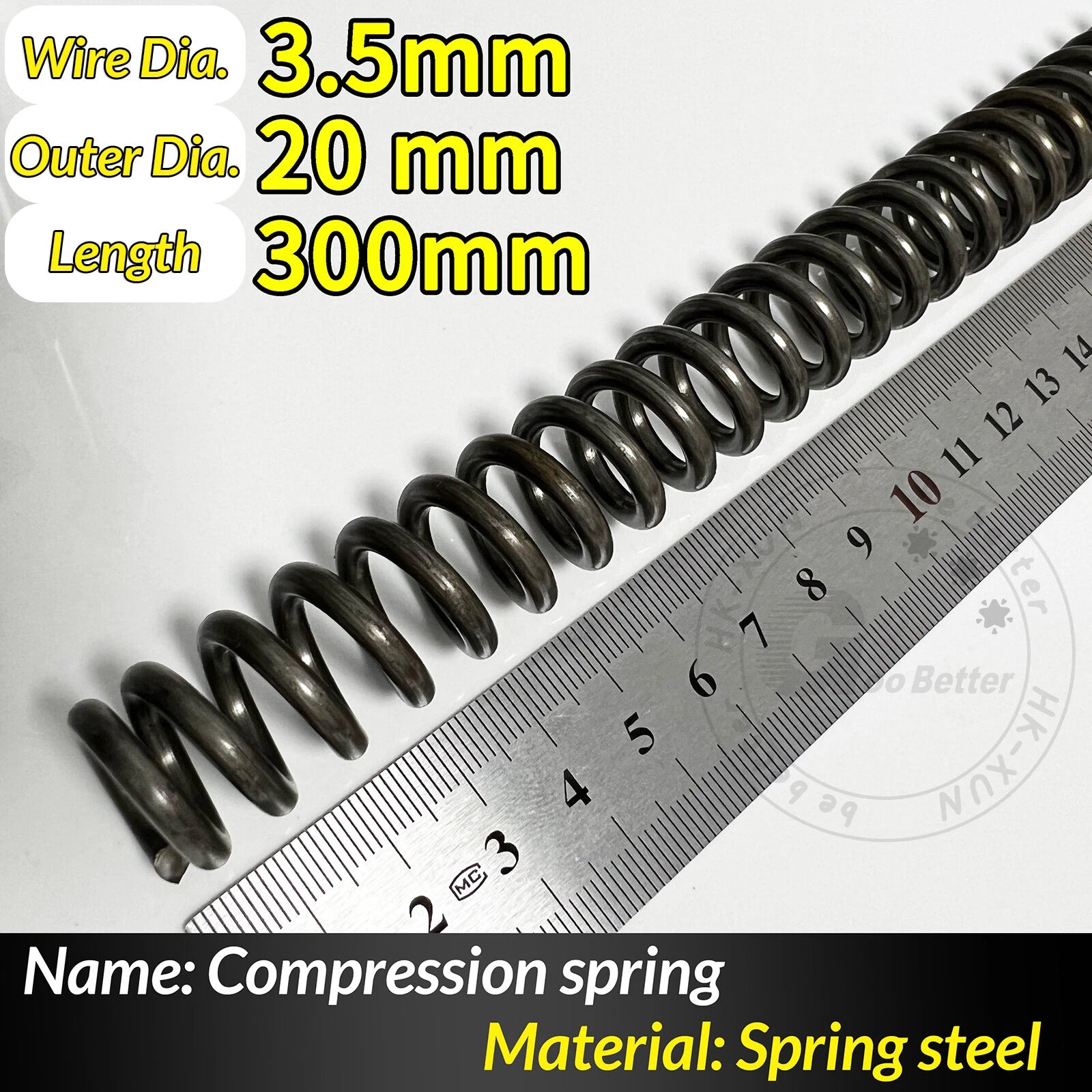 Compression Spring Pressure Springs, Wire Dia 2-3.5mm, OD 10-60mm, Length 300mm