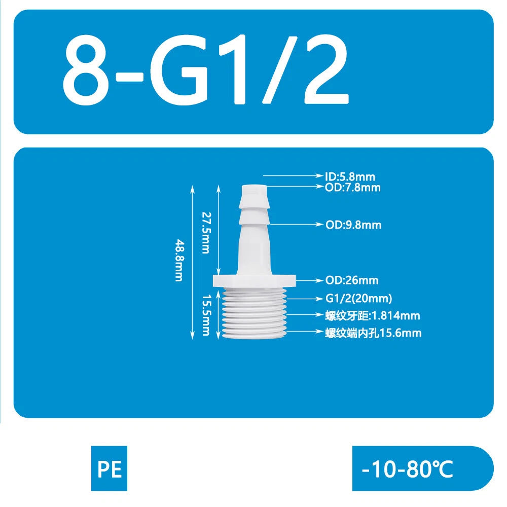 BSP Metric External Thread Straight Barb Connector – Plastic Hose Pipe Fitting
