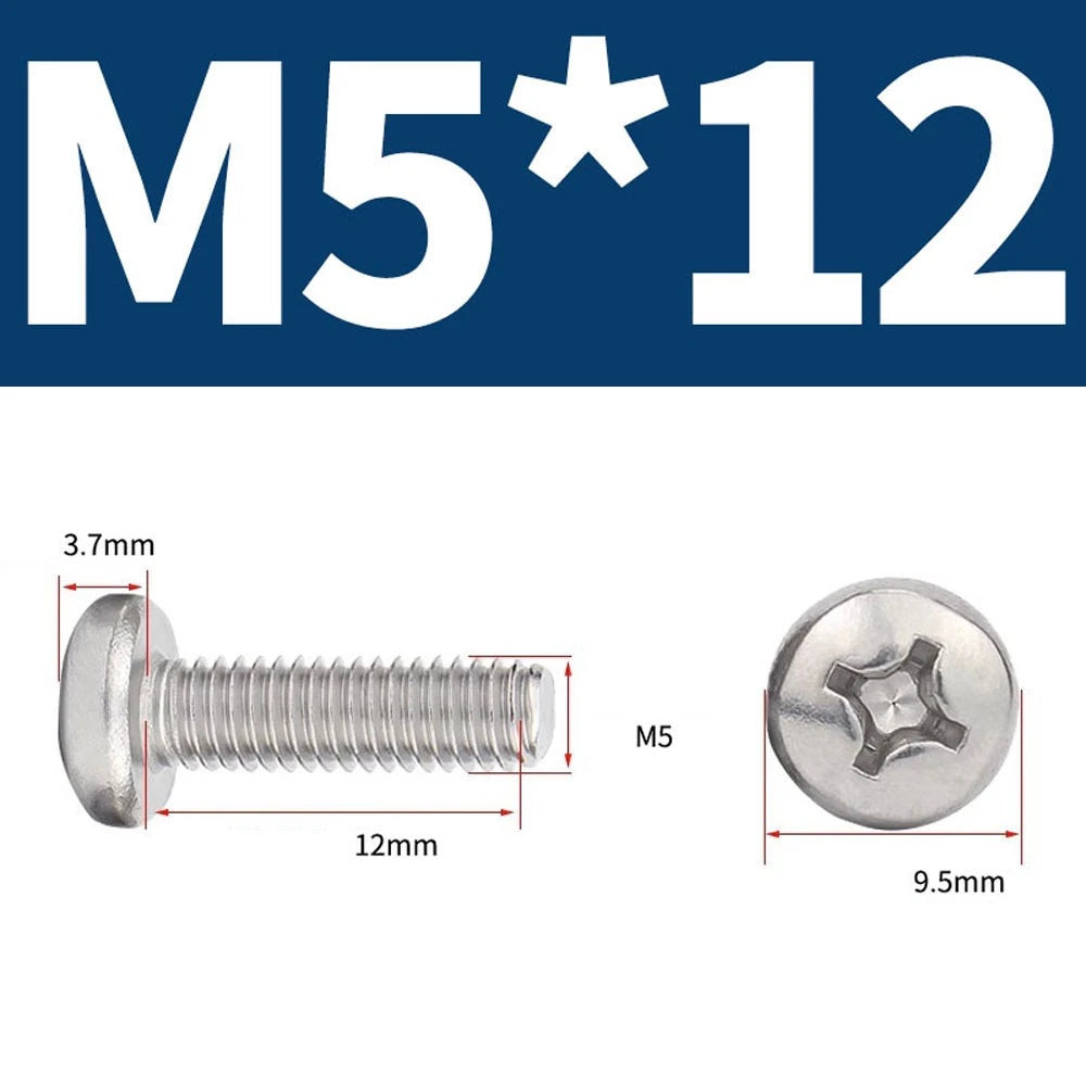 Phillips Pan Head Machine Screws — A4 Marine Grade Stainless Steel, DIN 7985 (M1.6–M10)