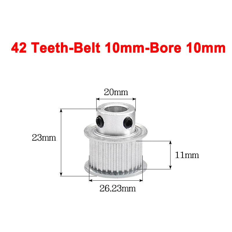 2GT Drive Pulley With Step 16 Tooth - 100 Tooth Bore 4mm - 25mm for 10mm Belt