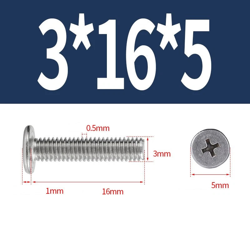 M1–M8 Ultra Thin Flat Head Phillips Machine Screws – A2 Stainless Steel, Fully Threaded