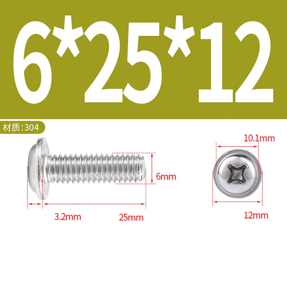 Phillips Flanged Button Head Screws M1.4–M6 | 304 Stainless Steel