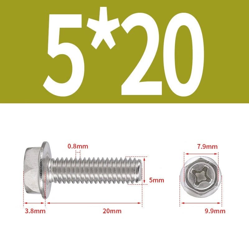 Phillips Hex Flange Screws 304 Stainless Steel M3–M8 | Dentate & Flat Flange - HomeDIYer