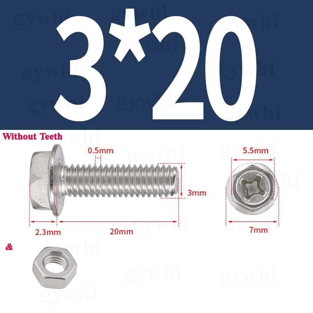 Phillips Hex Flange Bolts with Hex Nuts — Serrated & Smooth, M3–M8