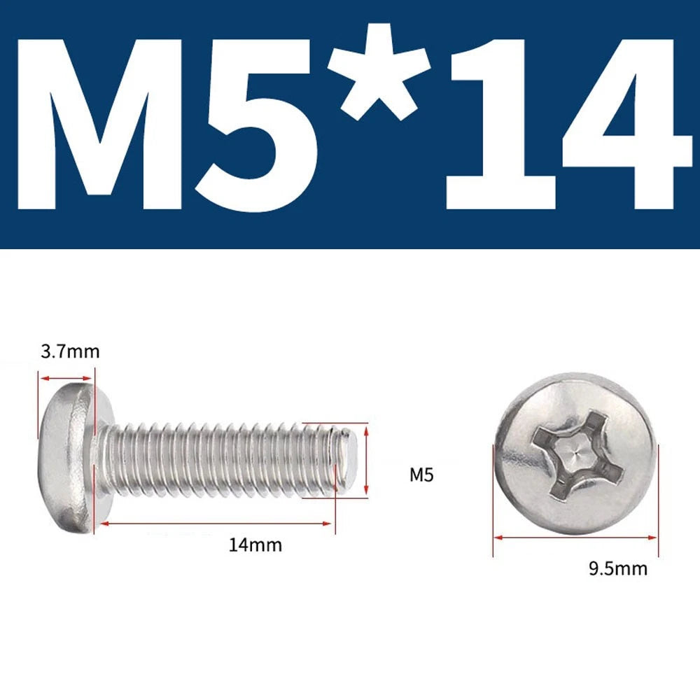 Phillips Pan Head Machine Screws — A4 Marine Grade Stainless Steel, DIN 7985 (M1.6–M10)