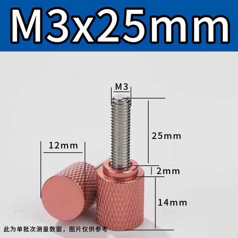 M3 Knurled Thumb Screws – Colored Anodized Aluminum, 6mm to 100mm, 10 Colors - HomeDIYer