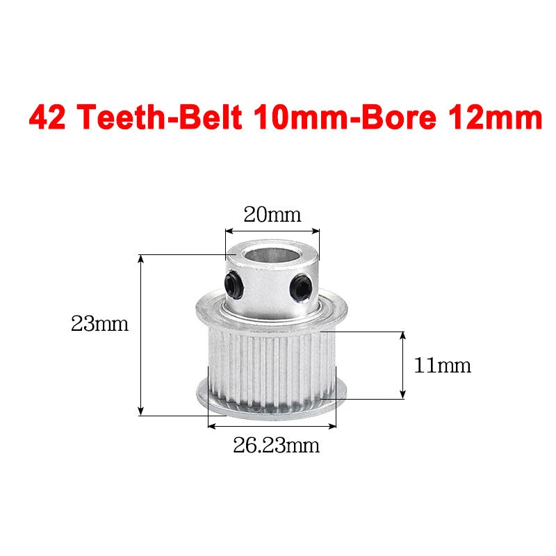 2GT Drive Pulley With Step 16 Tooth - 100 Tooth Bore 4mm - 25mm for 10mm Belt