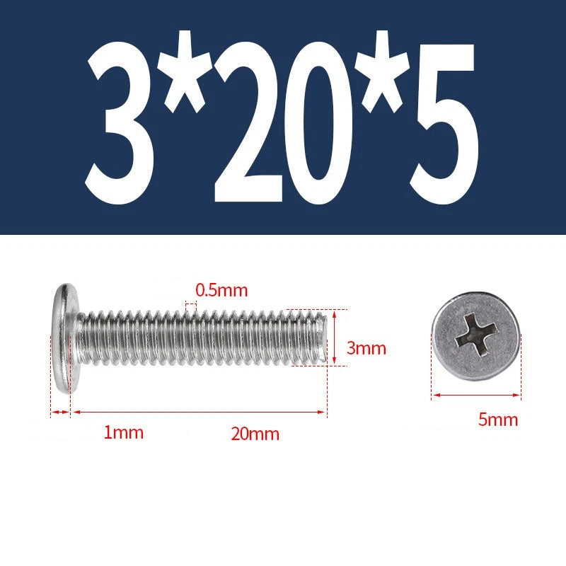 M1–M8 Ultra Thin Flat Head Phillips Machine Screws – A2 Stainless Steel, Fully Threaded