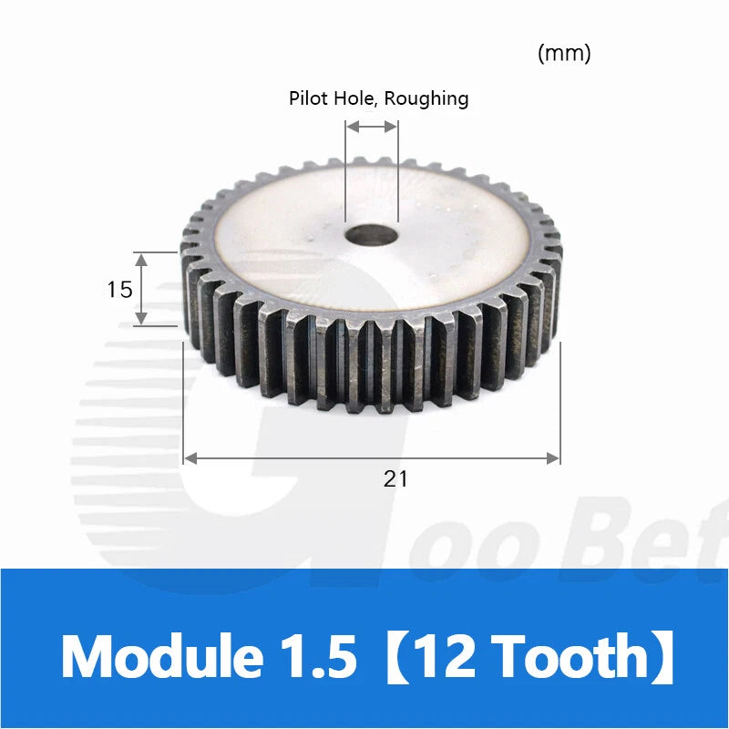 Mod 1 1.5 2 2.5 3 4 5 Spur Gear C45 Steel 12 Tooth - 160 Tooth Motor Pinion Flat