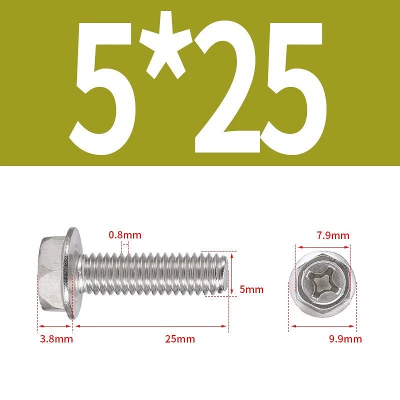 Phillips Hex Flange Screws 304 Stainless Steel M3–M8 | Dentate & Flat Flange - HomeDIYer
