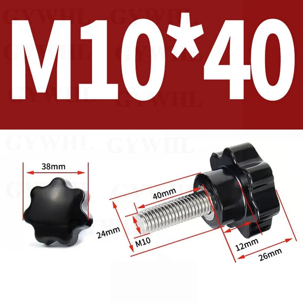 Stainless Thumb Screws Hand Knob Grip Bolts Black Plastic Hexalobular Star Head - HomeDIYer