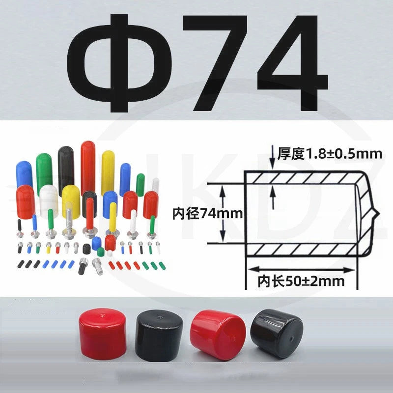 PVC End Caps for Screws, Bolts, Rods, Tubes & Cables – Thread Cover Protector, Rubber Plastic Caps (12-114mm, Multiple Colors)